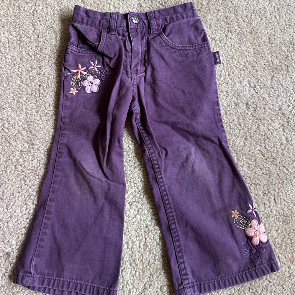 2T Y2K Carter's Purple Floral Embroidered Jeans